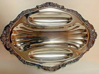 Vintage Wallace Baroque Silverplate 3 Part Relish Dish 221 - 13 1/2 " L X 9 " W