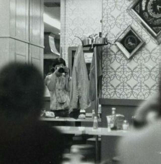Girl Restaurant Taking Picture Camera Vintage B&w Photograph Snapshot 8 X 10