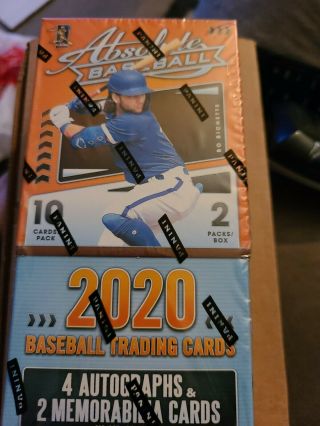 Factory 2020 Absolute Baseball Hobby Box Avg 4 Autos & 2 Mem Cards A Box