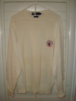 Vintage 1992 Ralph Lauren Us Open Pebble Beach Golf Sweater Creme Size Medium