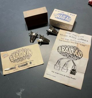 Vintage Braid - Aid Set Of 3 3 - Way / Directions,  Braidkin On Card