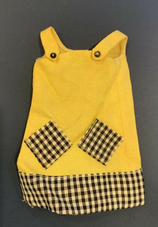Vintage 1968 Barbie Francie Doll Cool It Pak Dress Yellow W/ Black White Check