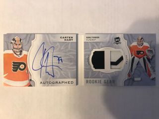 18 - 29 Carter Hart Autographed Rookie Gear Patch Booklet 10/24 The Cup