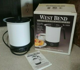 Vintage West Bend Electric Hot Pot 2 - 6 Cup 53626 36oz