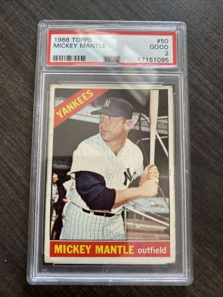Mickey Mantle 1966 Topps 50 Psa 2 York Yankees Hof