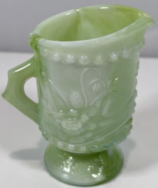 Vintage Kanawha Miniature Green Slag Glass Pitcher / Creamer