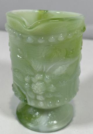 Vintage Kanawha Miniature Green Slag Glass Pitcher / Creamer 2