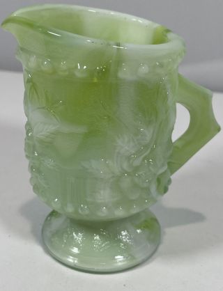 Vintage Kanawha Miniature Green Slag Glass Pitcher / Creamer 3