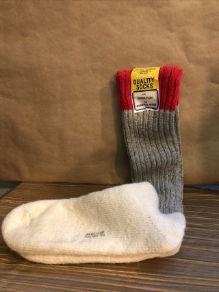 Vintage Mens Wool 8 Nylon Thick Thermal Socks Irregulars