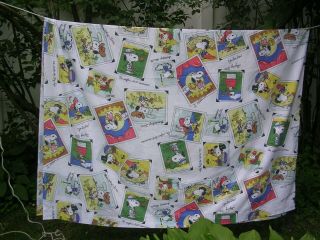VINTAGE SNOOPY PEANUTS TWIN SIZE FLAT SHEET Made in the USA 2