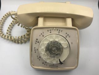 Rotary Dial Corded 1970s Telephone Phone Gte Ivory Vintage Retro