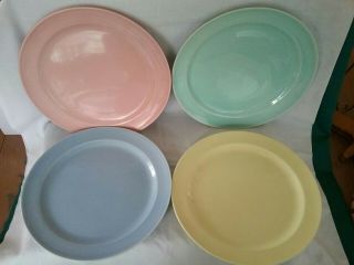 Vintage Set Of 4 Ts&t Taylor Smith Lu - Ray Pastels 9 1/4 " Dinner Plates Usa