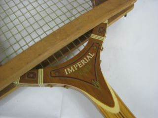 Vintage Tad Davis Imperial Wooden Tennis Racket 4 5/8 M Grip W Frame Usa