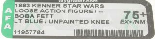 Star Wars 1983 Vintage Kenner Tri - Logo Boba Fett (- -) Loose Figure AFA 75, 2