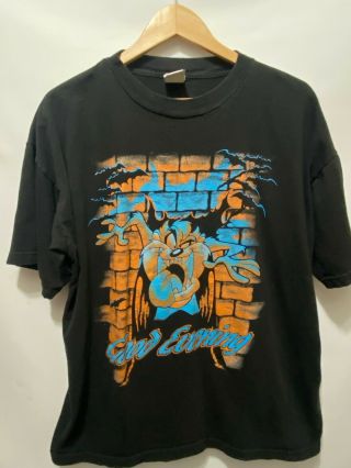 Vintage Wb Looney Tunes Taz Tasmanian Devi Good Evening T Shirt Graphic Tee