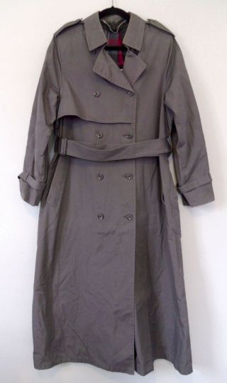 Vtg London Fog Double Breasted Trench Coat Belted Womens Size 14 Gray Classic