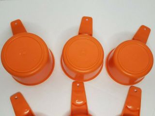 Vtg Tupperware - Orange - 6 Nesting Measuring Cups & 7 Measuring Spoons w/Ring 2