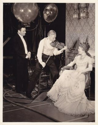 Paul Muni Mary Astor Candid Studio Set Violin Vintage Warner Bros Photo