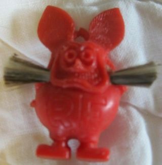 Vintage 1960s Rat Fink Whiskers Gumball Ring Charm Red,  Ed Big Daddy Roth