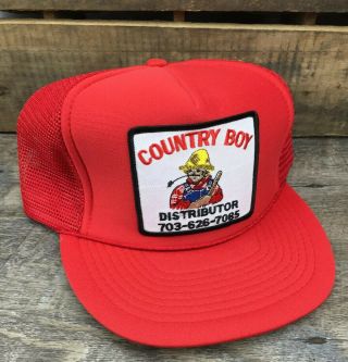 Vtg Country Boy Distributor Mesh Patch Trucker Hat Cap Farm Farmer Hillbilly U
