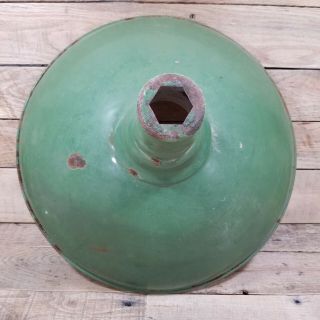 Vintage Green Porcelain Enamel 15” Gas Station / Barn Light Shade Only