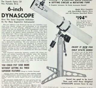 1961 Criterion Mfg - Dynascope Model Rv - 6 Dyn - O - Matic Electric Vintage Print Ad
