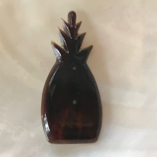 Vintage Carved Tortoise Shell Or Rootbeer Plastic Pineapple Pin Brooch – 1 And 7