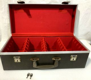 Vintage Brown Faux Leather 8 Track Locking Storage Carrying Case Holds 24 Tapes