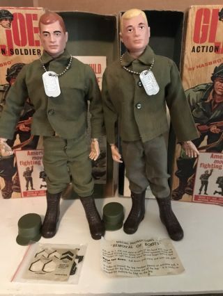 Pair Hasbro 1964 Gi Joe Action Soldiers With Double Tm 7500 Boxes