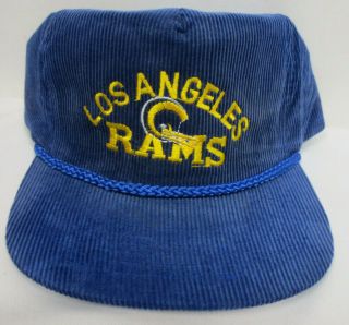 Los Angeles Rams Corduroy Hat Cap Vintage Retro Vtg Nfl Football Amapro Mens