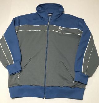 Vintage 80s Nike Blue Tag Track Zip Up Jacket Size Xl Blue/gray