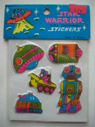 Vintage 1978 Star Warrior Puffy Stickers Sheet Unopen Space Creatures 4