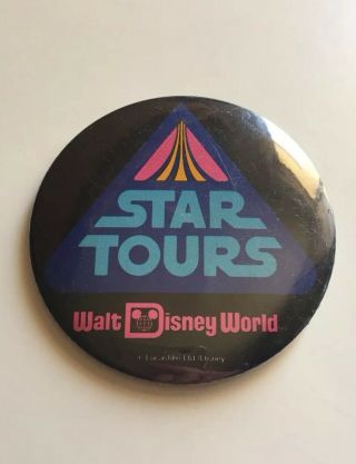 Vintage Walt Disney World Star Tours Button Pin Rare Star Wars Collectible