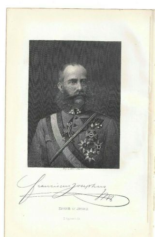 Vintage Lithograph 6 X 10 Inches Emperor Franz Joseph I Of Austria