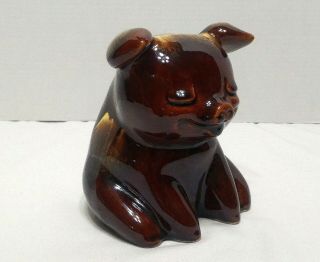 Vintage Hull Pottery Pig Piggy Bank 196 Brown Turquoise Drip - Cork