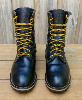 Vintage Gap Rugged Leather Combat Boots Black 9 D Made In Taiwan