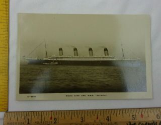 White Star Lines Rms Olympic Real Photo Rppc Passenger Ship Post Card Vintage