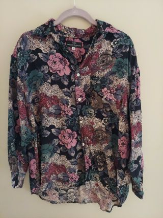 Vintage Guess By Georges Marciano Floral Button Up Shirt Made In The Usa 90s 1