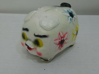 Vintage Carnival Chalkware Pig Piggy Bank Marked Mexico Very Cute
