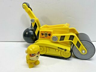 Paw Patrol Rubble Steam Roller Construction Truck Vehicle Wrecking Ball Figure