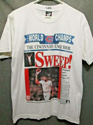 Vtg 1990 Cincinnati Reds World Series Champs T - Shirt Adult Men 