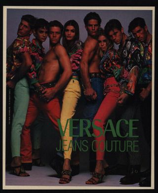 1991 Versace Jeans Couture - Models Nikki Taylor - Helena Christensen Vintage Ad