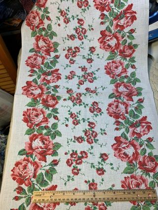 Vintage Linen Kitchen Toweling Towel Fabric Chic Shabby Roses Exc Xlg
