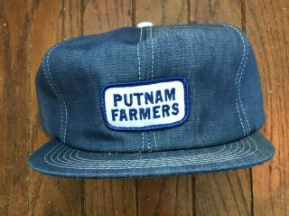 Vintage Putnam Farmers Denim Snapback Hat Baseball Cap Patch Usa Made