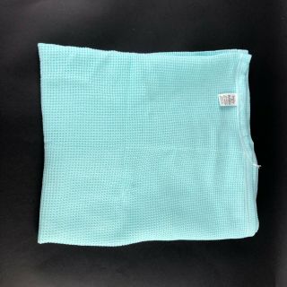 Baby Morgan Aqua Blue Crib Blanket Thermal Waffle 28 X 40 " Vtg Usa 100 Cotton
