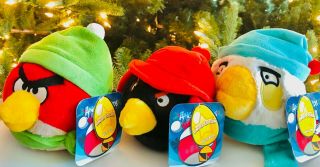Angry Birds Plush Christmas Winter Set With Tags & Golden Eggs Limited Edition