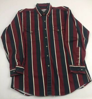 Vtg Mid West Garment Co Canadian Western Mens Large 16.  5 Striped Shirt R3
