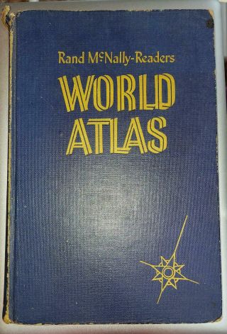 Rand Mcnally - Readers World Atlas Vintage Book 1953 Hardcover Edition U.  S.  A.