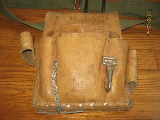 Vintage Penncraft Leather Tool Pouch With Belt Construction Electrician Roofing