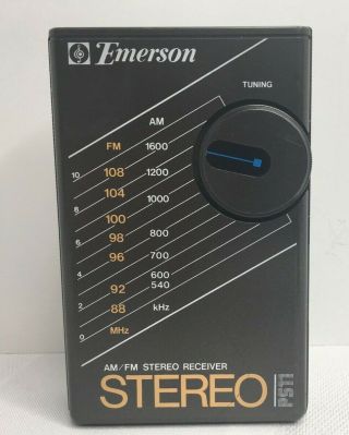 Vintage Emerson Walkman Am/fm Stereo Radio Ps11 Black Belt Clip Fs